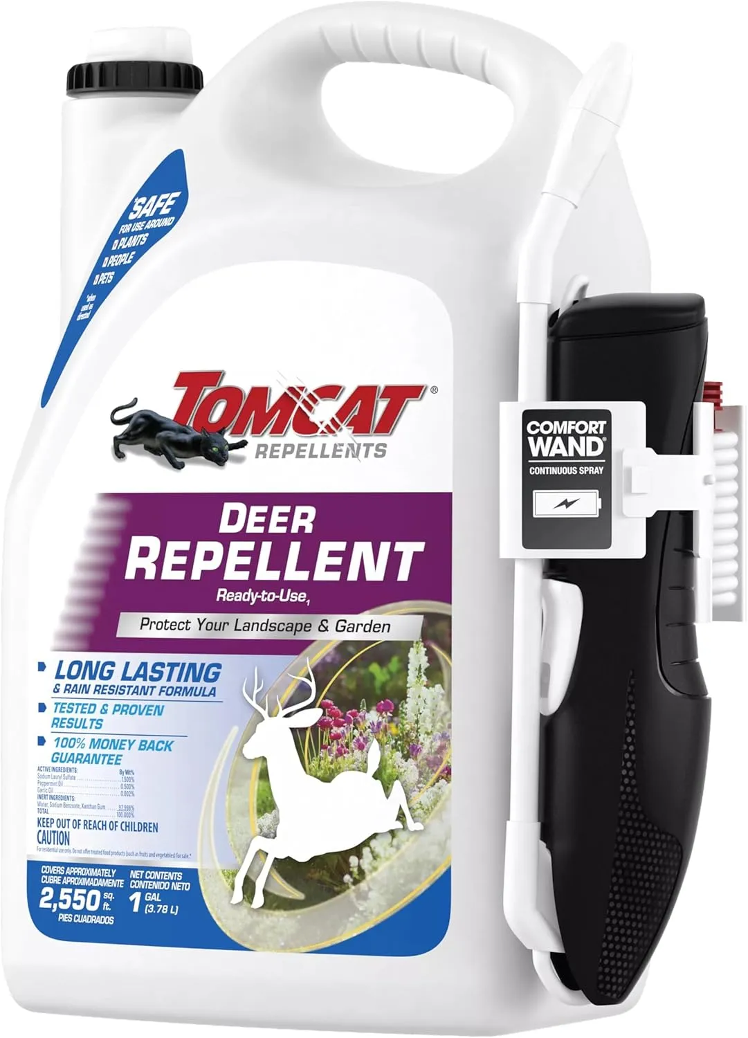 Tomcat Repellents Animal Repellent Ready-to-Use - With Comfort Wand, Repels Rabbits, Squirrels, Groundhogs and Other Small Animals, Contains Essential Oils, No Stink, Rain-Resistant, 1 gal.