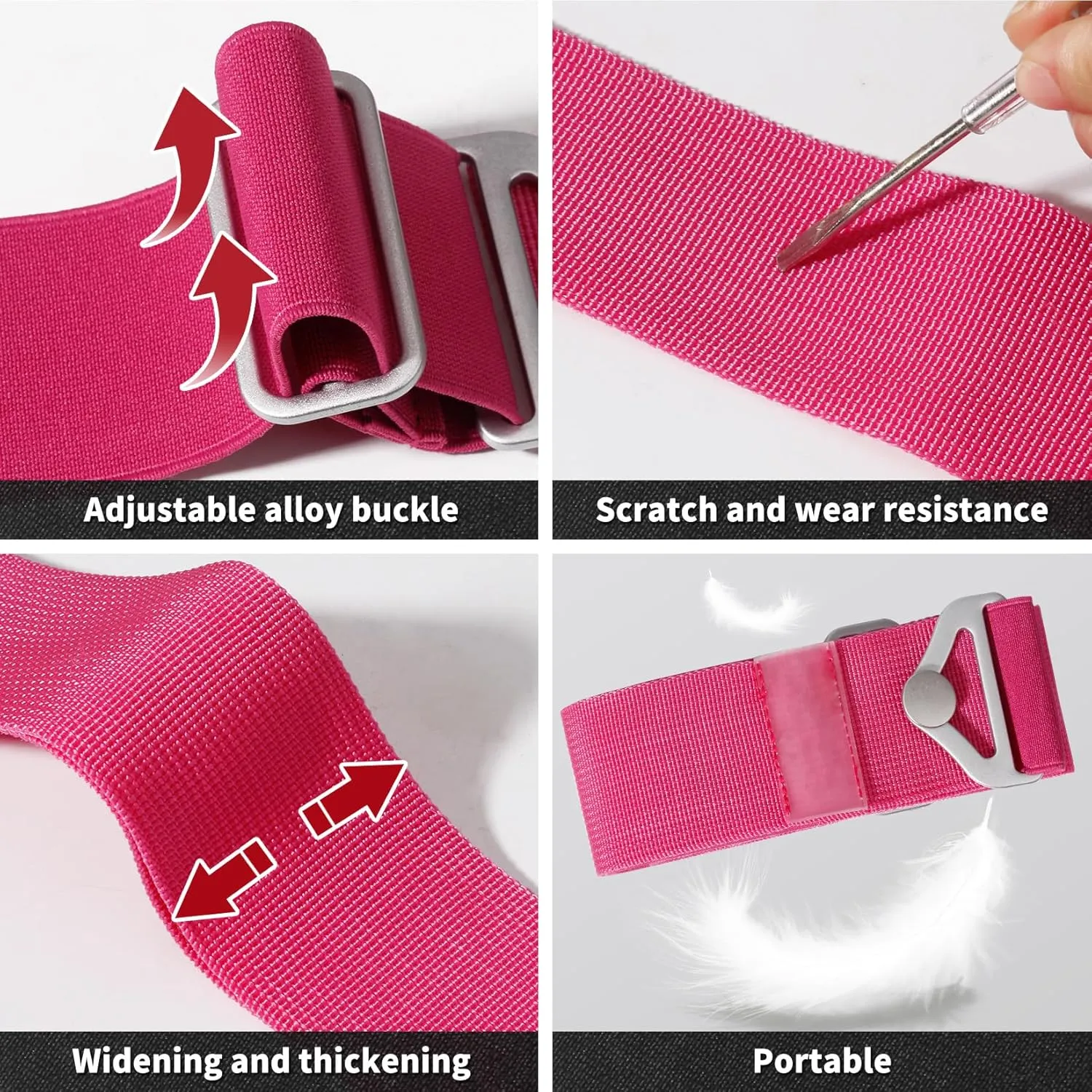 TOOVREN 2-in-1 Travel Belt for Luggage Straps Add a Bag Bungees Suitcase Luggage Strap Over Handle Suitcases Belt for Carry On Bag Adjustable Backpack Attachment Airport Travel Accessories Rose