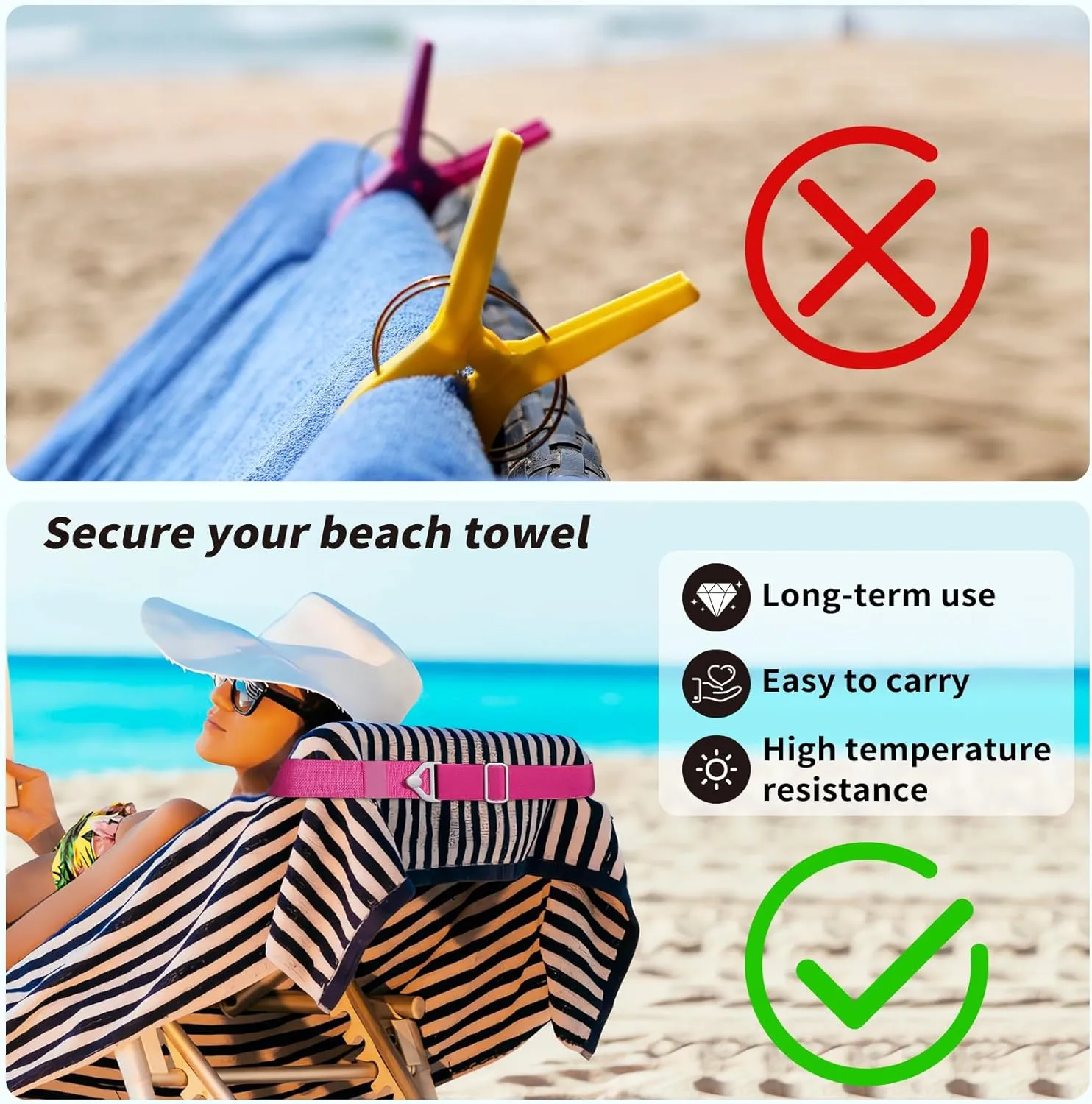 TOOVREN 2-in-1 Travel Belt for Luggage Straps Add a Bag Bungees Suitcase Luggage Strap Over Handle Suitcases Belt for Carry On Bag Adjustable Backpack Attachment Airport Travel Accessories Rose