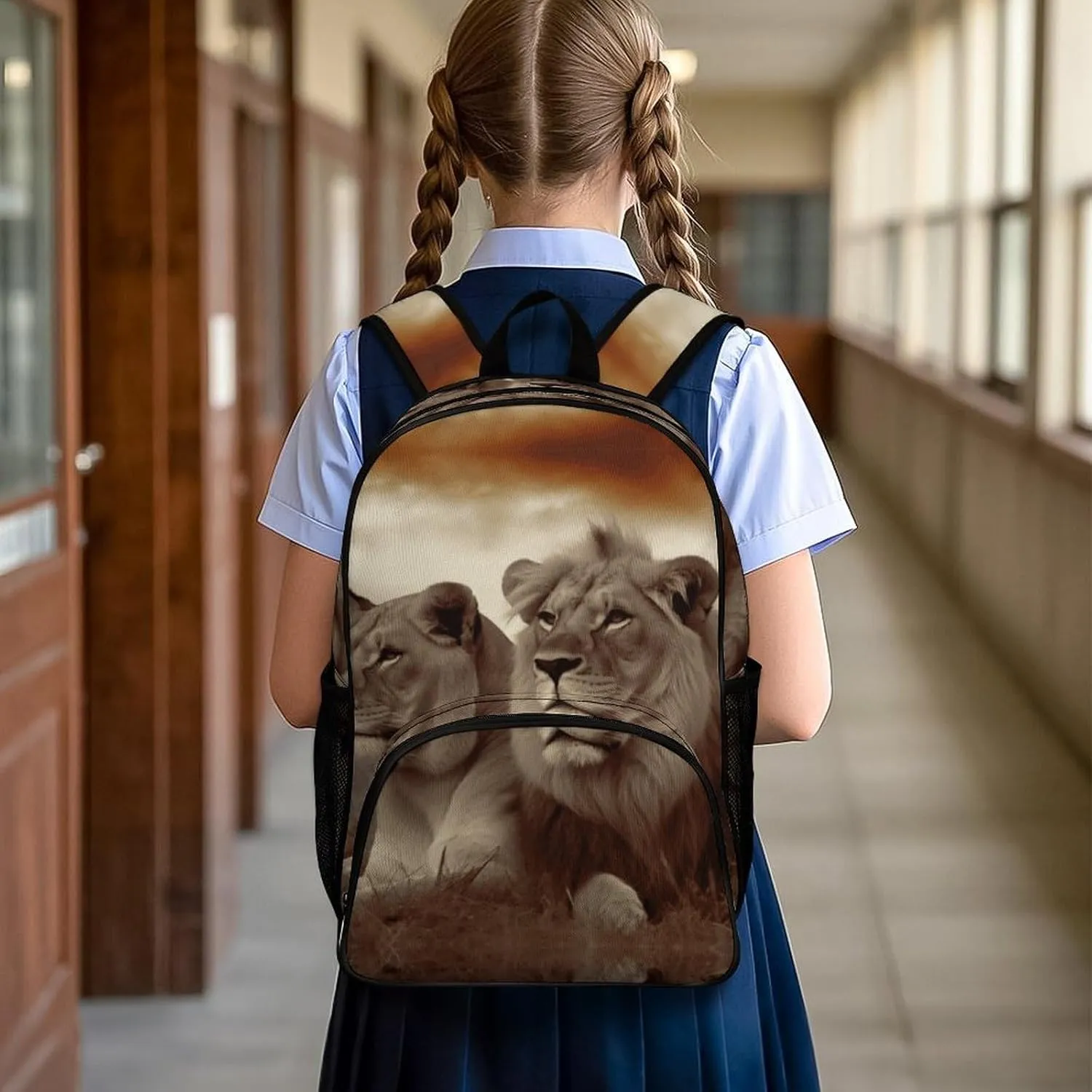 Travel Backpack for Women Men Lightweight 17 Inch Laptop Bag African Lion And Lioness Backpack Casual Daypack