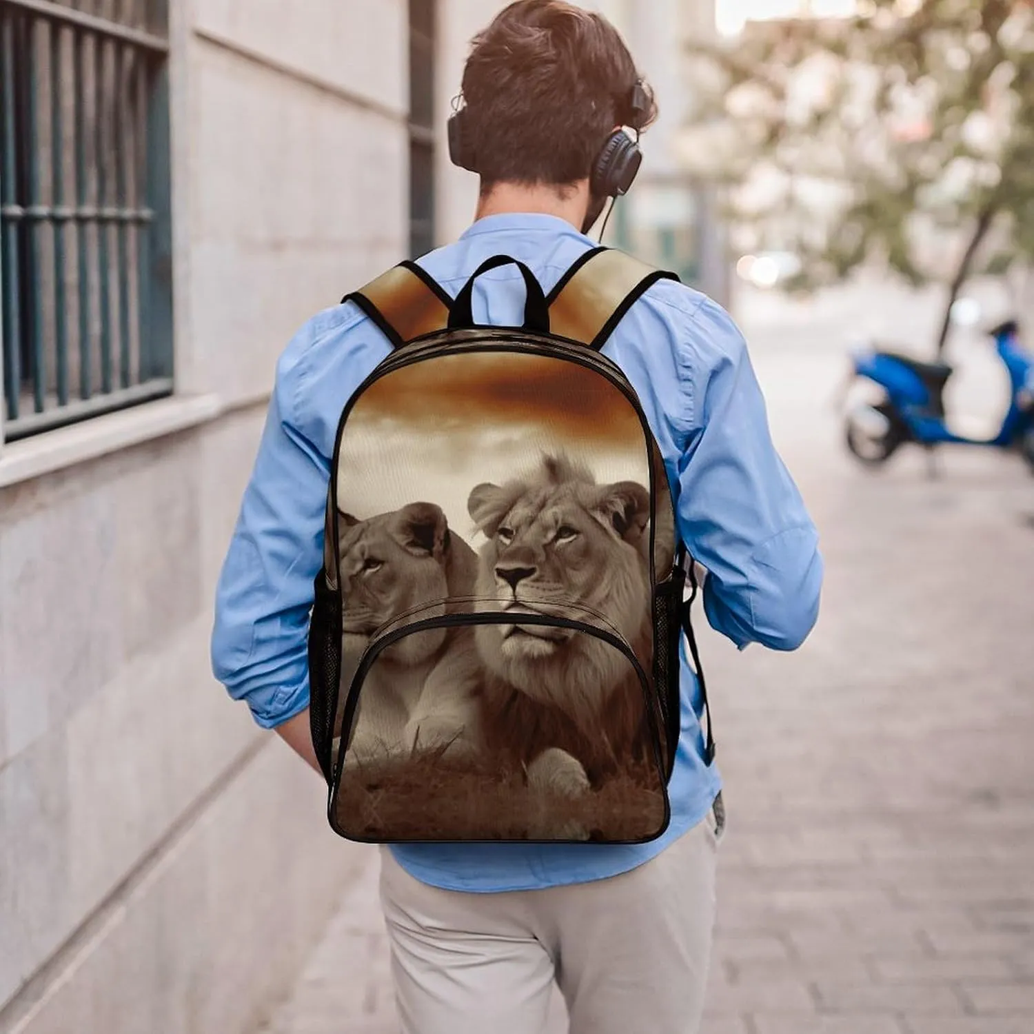 Travel Backpack for Women Men Lightweight 17 Inch Laptop Bag African Lion And Lioness Backpack Casual Daypack
