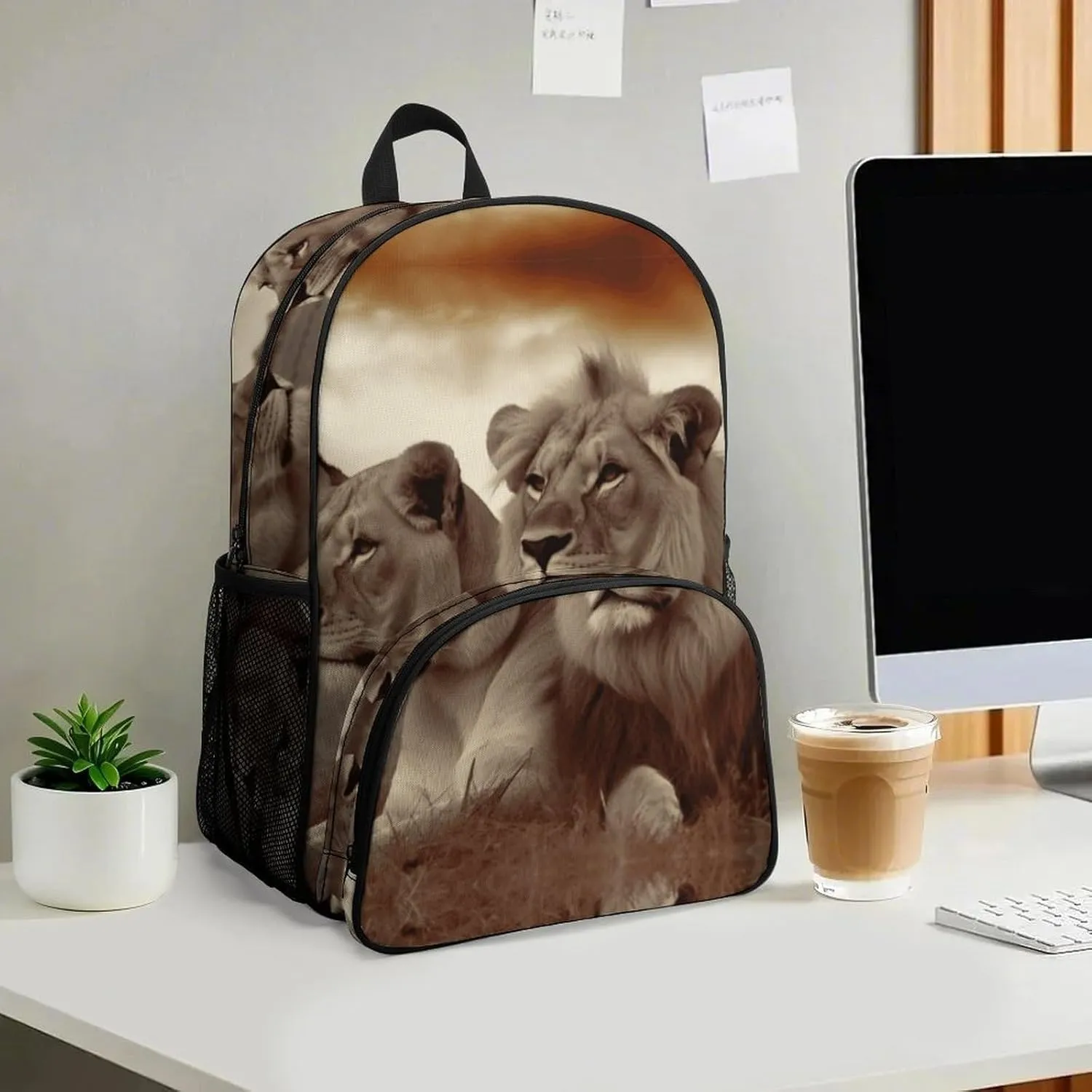 Travel Backpack for Women Men Lightweight 17 Inch Laptop Bag African Lion And Lioness Backpack Casual Daypack