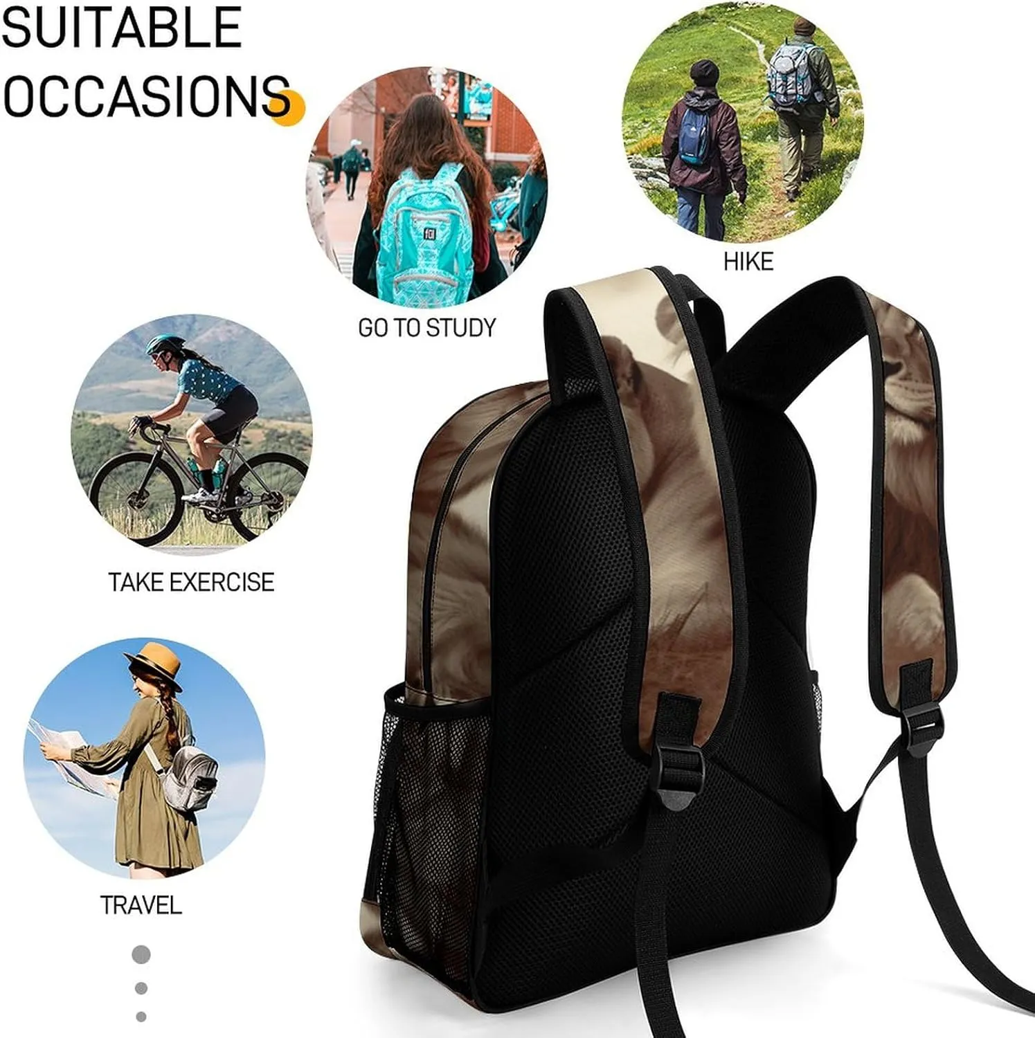 Travel Backpack for Women Men Lightweight 17 Inch Laptop Bag African Lion And Lioness Backpack Casual Daypack