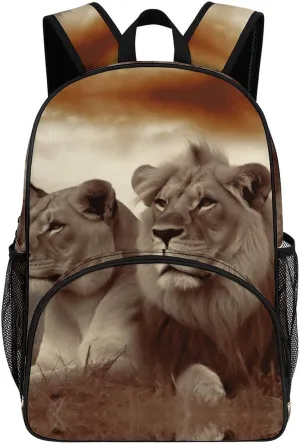 Travel Backpack for Women Men Lightweight 17 Inch Laptop Bag African Lion And Lioness Backpack Casual Daypack