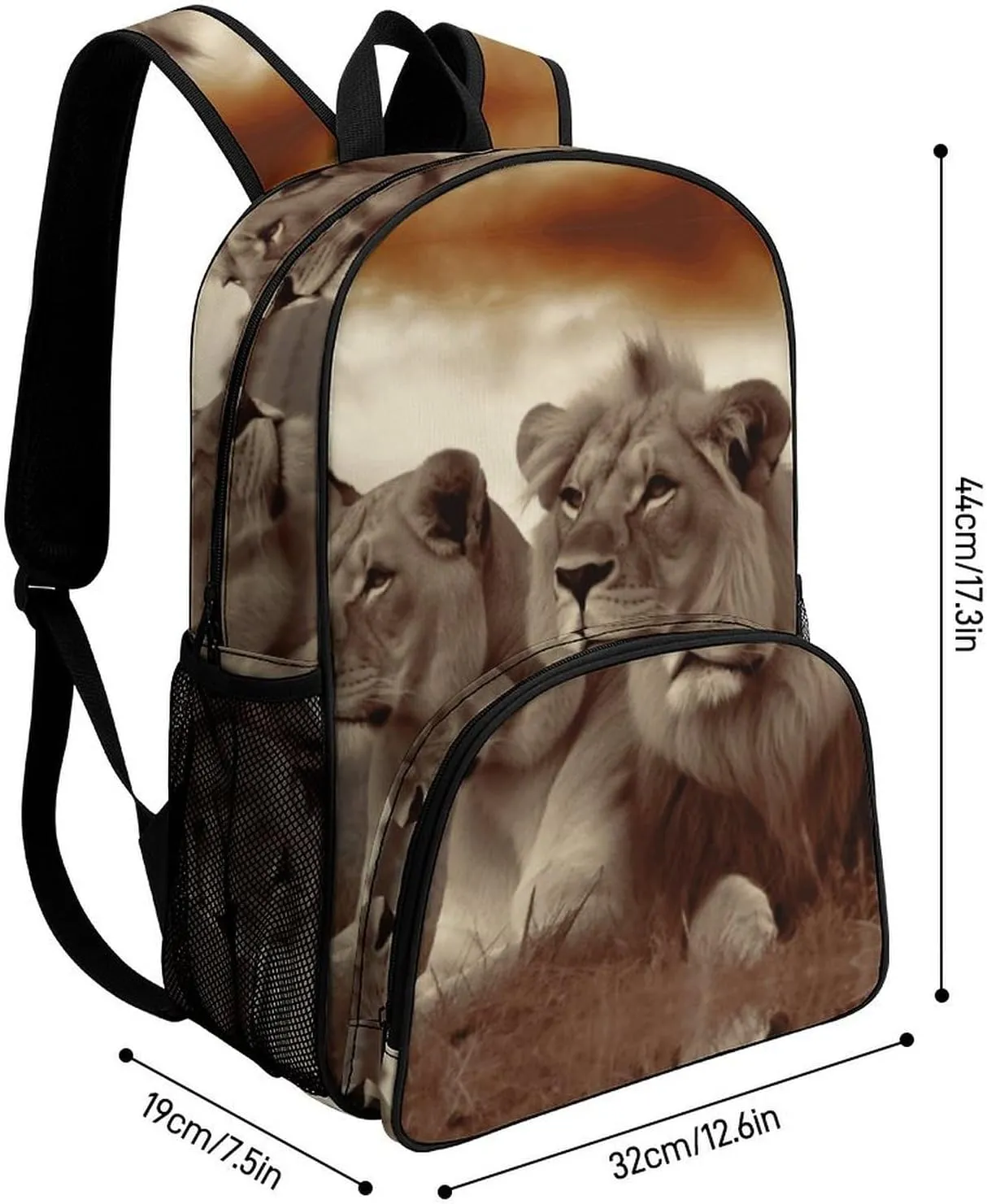 Travel Backpack for Women Men Lightweight 17 Inch Laptop Bag African Lion And Lioness Backpack Casual Daypack