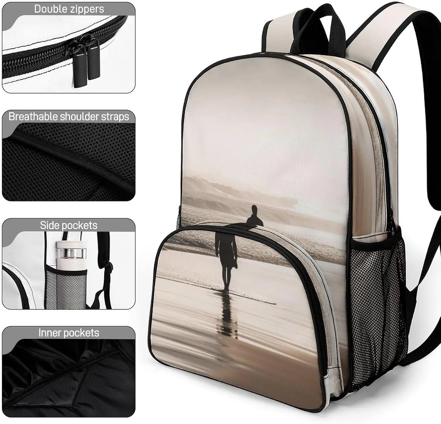 Travel Backpack for Women Men Lightweight 17 Inch Laptop Bag Alone at The Beach Backpack Casual Daypack