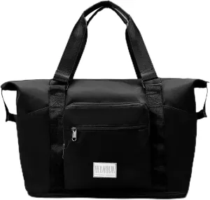Travel Duffel Bag,Sports Tote Gym Bag,Scalable Capacity Bag,Waterproof Bag,Dry Wet Separation Package，Hand/Shoulder Dual Use (black)