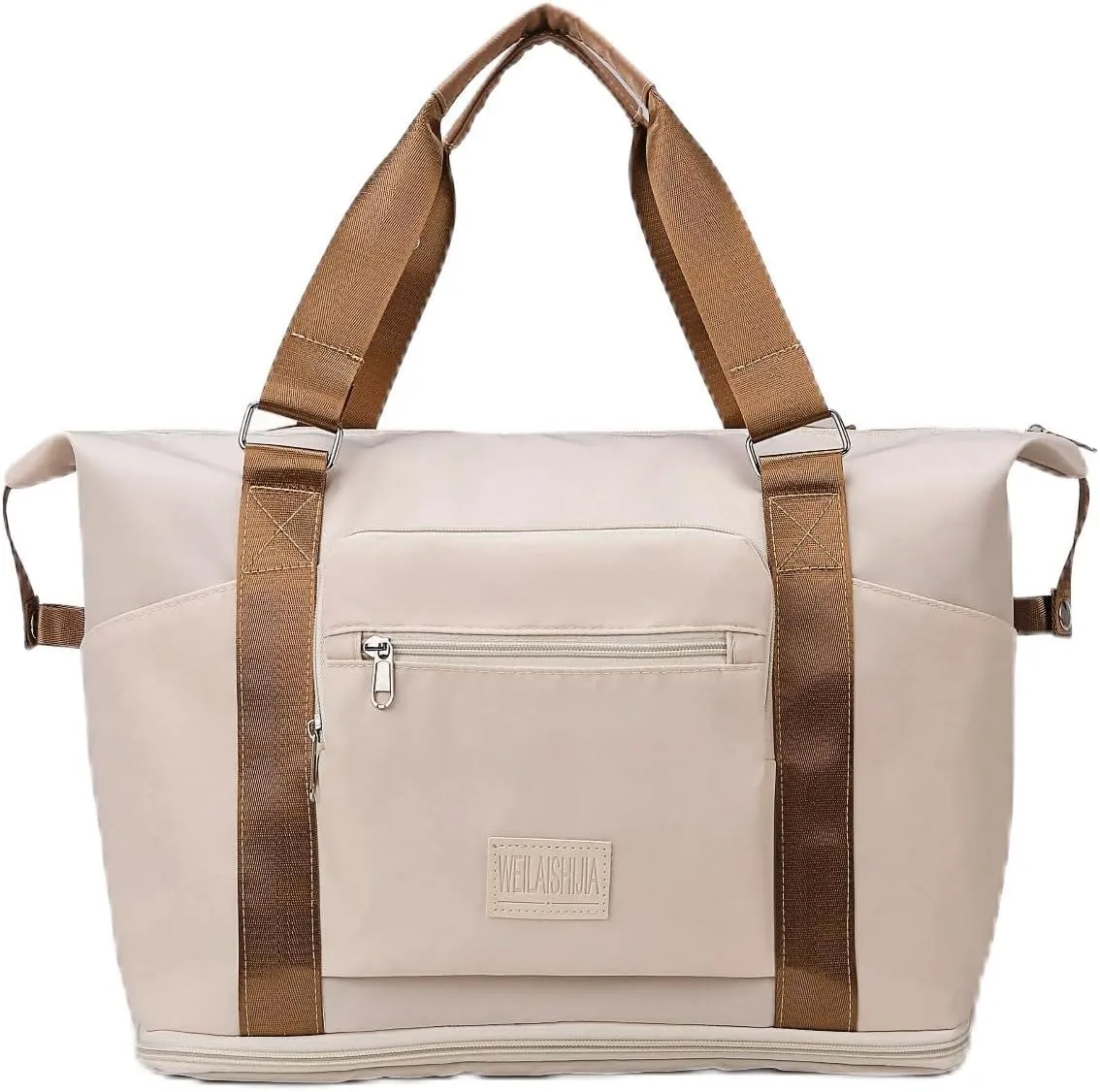 Travel Duffel Bag,Sports Tote Gym Bag,Scalable Capacity Bag,Waterproof Bag,Dry Wet Separation Package，Hand/Shoulder Dual Use (Creamy white)