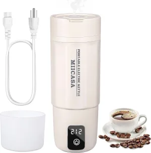 Travel Electric Kettle,Miicasa Small Electric Kettle,Water Boiler with Anti Fall Boot,6 Temperature Control,304 Stainless Steel Auto Shut-Off and Boil Dry Protection,17oz