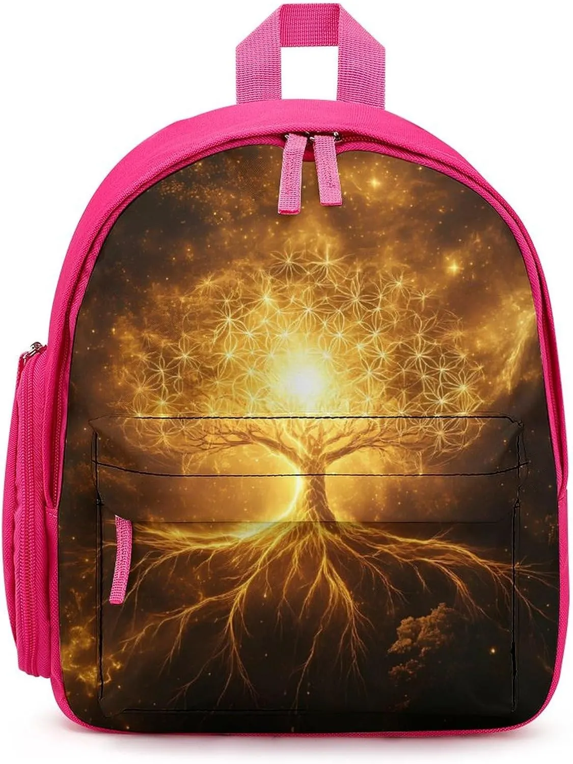 Tree with Golden Sacred Geometry Symbols Funny Travel Backpack Lightweight Shoulder Bag Casual Daypack for Daily Business for Women Men