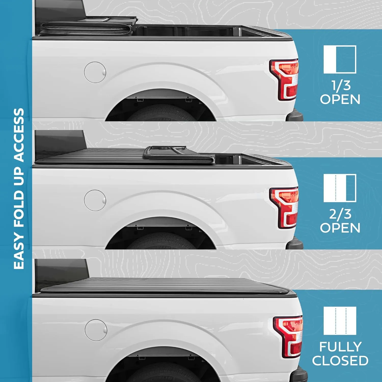 Truck Tonneau Cover for Ford F-250 F-350 Super Duty 2017-2025 / F-350 with 6.8 ft Bed Length, All-Weather Soft Tri-Fold Truck Bed Cover for Truck Black Flag Design
