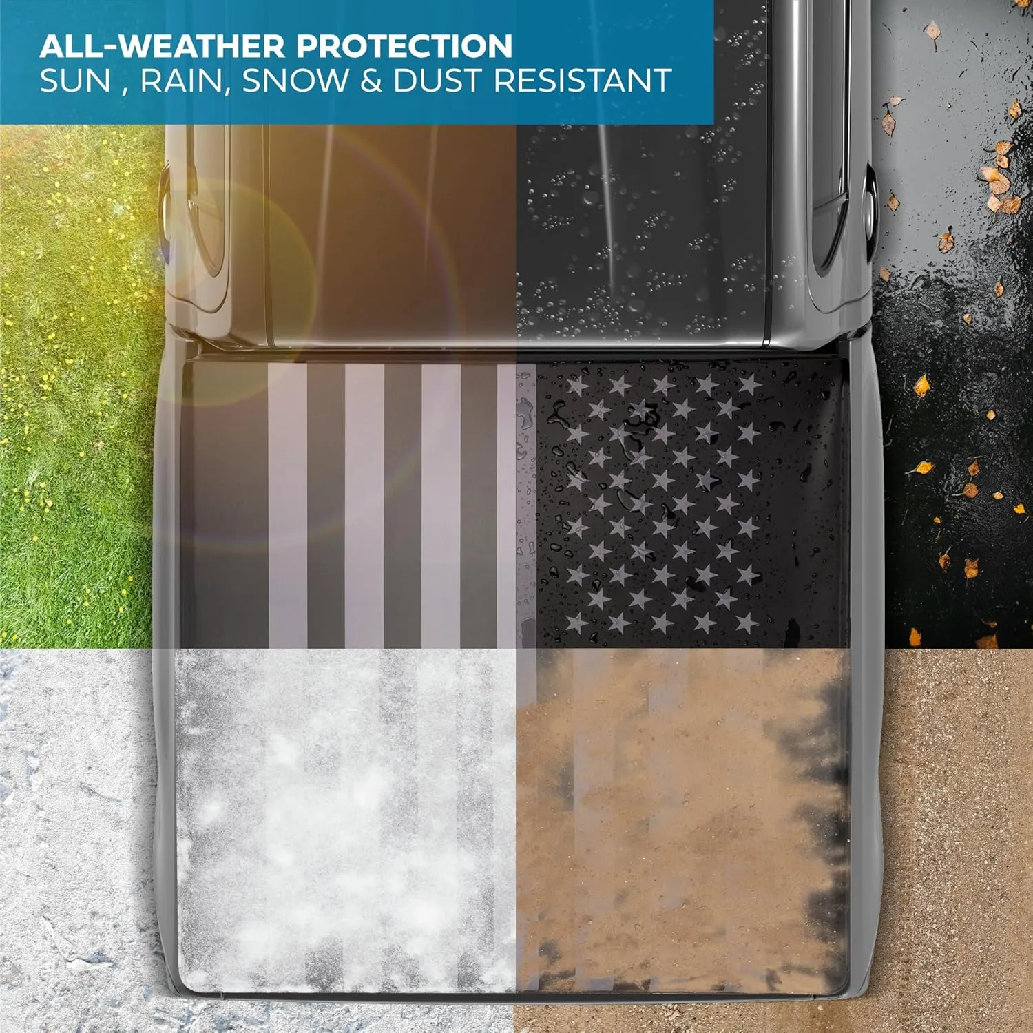 Truck Tonneau Cover for Ford F-250 F-350 Super Duty 2017-2025 / F-350 with 6.8 ft Bed Length, All-Weather Soft Tri-Fold Truck Bed Cover for Truck Black Flag Design
