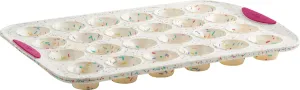 Trudeau Structure Silicone Muffin Pan, 24 Cup Mini, Confetti/Fuschia