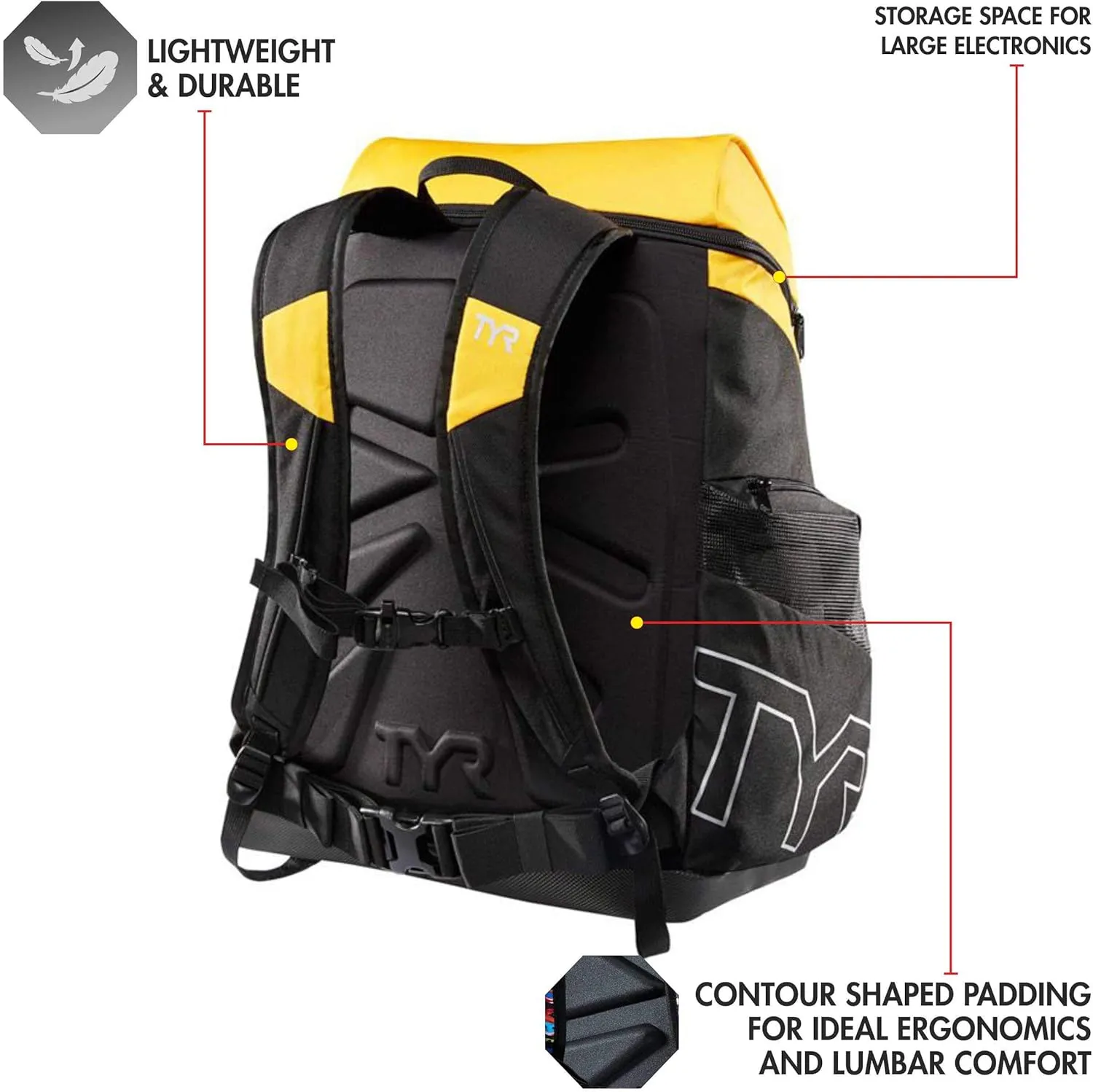TYR Alliance Backpack, Black/Gold, 45 Liter