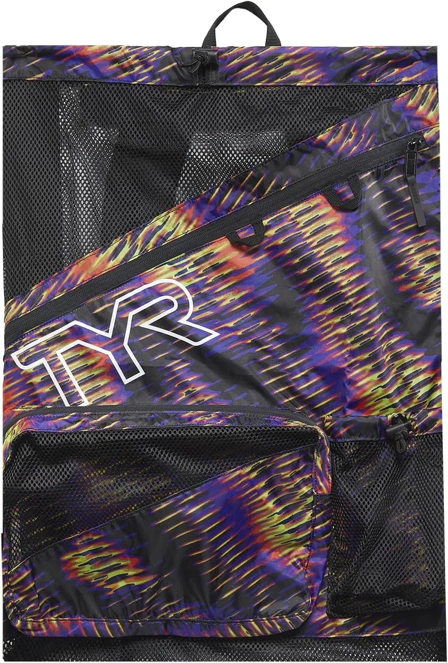 TYR Evolved Printed Elite 40L Mesh Backpack, Purple/Multi, One Size