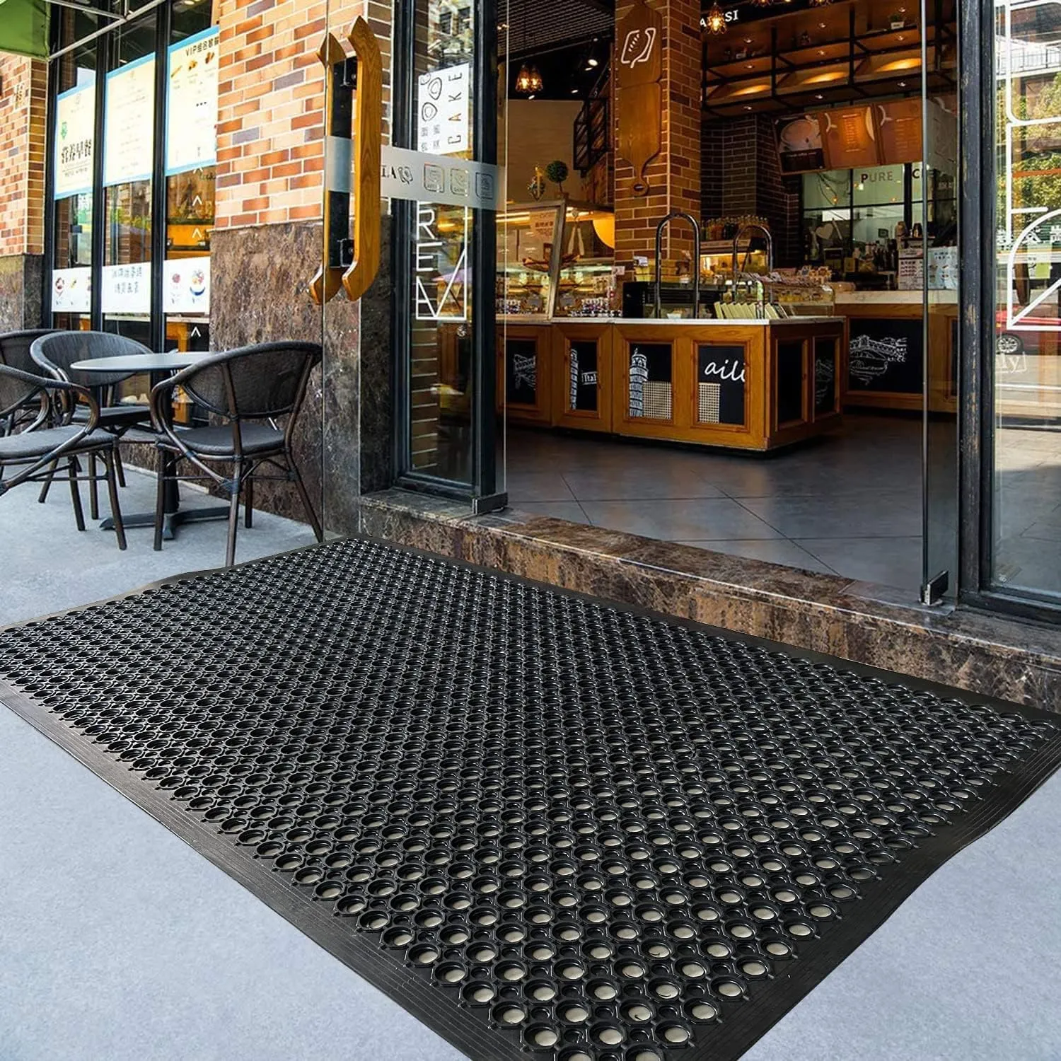 Uniboho Outdoor Rubber Floor Mats Anti Slip Restaurant Commercial Kitchen Mat Rubber Drainage Mat 60 x 35 Heavy Duty Mat for Garage Garden Indoor Outside Industral Pool Entrance Bar Wet Area