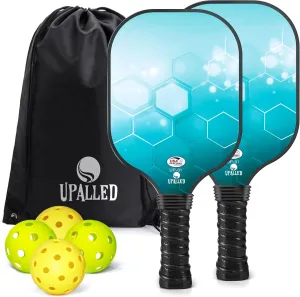 USAPA Approved Fiberglass Pickleball Set - 2 Lightweight Paddles, 4 Balls, 1 Backpack, 2 Tape - Men & Women's Gifts