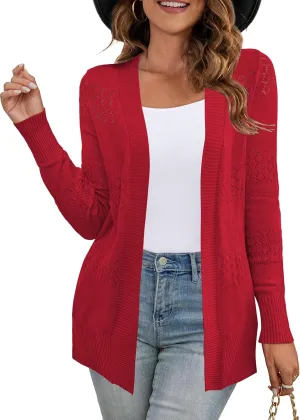 U.Vomade Women's Sweaters Boho Long Sleeve Open Front Chunky Cable Knit Cardigan