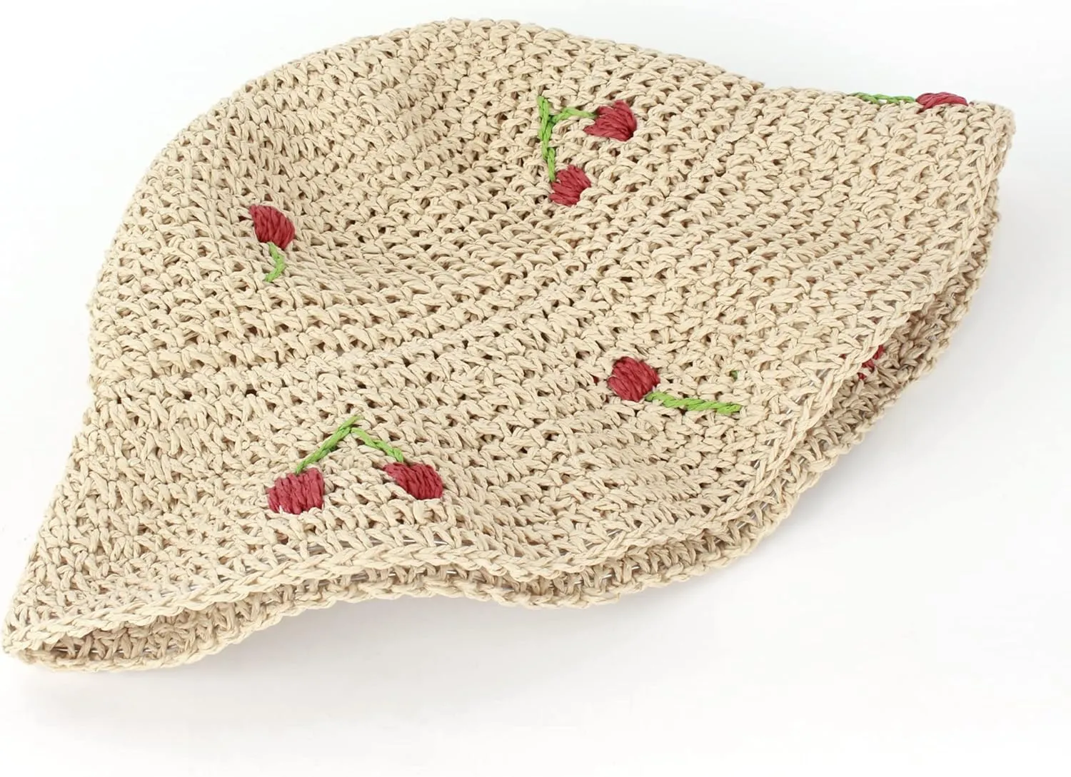 Van Caro Women Wide Brim Straw Roll up Hat Beach Sun Hat Summer Fishing Hat