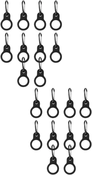 VANZACK 20pcs Silicone Hanging Buckle Clips for Water Bottle Carrier Portable Kettle Hooks for Outdoor Activities for Hiking Camping Fishing and More Black