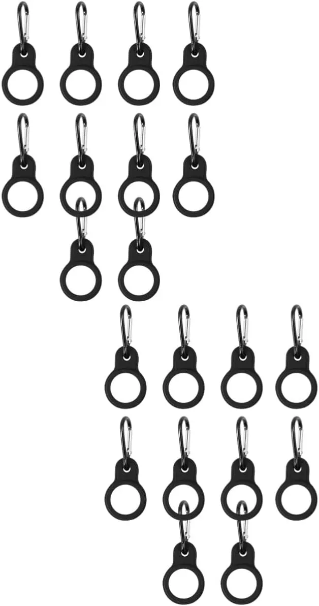 VANZACK 20pcs Silicone Hanging Buckle Clips for Water Bottle Carrier Portable Kettle Hooks for Outdoor Activities for Hiking Camping Fishing and More Black