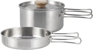 VANZACK Portable Camping Pot Stainless Steel Camping Pan Daily Use Frying Pan Camp Kitchen Utensil