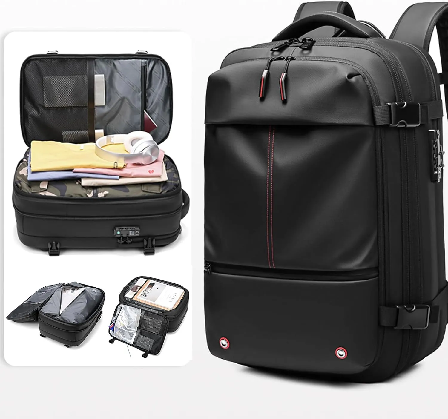 Velouette Mochila De Viaje mit Pumpe, 60L Veloussette Prestige Space Bag, 2025 Expandable Reise Business Backpack (Bag, Blue)