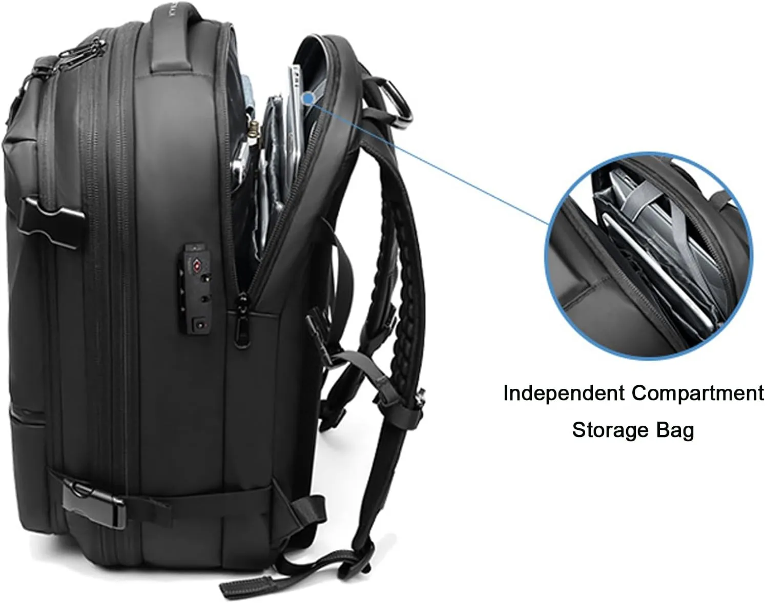 Velouette Mochila De Viaje mit Pumpe, 60L Veloussette Prestige Space Bag, 2025 Expandable Reise Business Backpack (Bag, Blue)