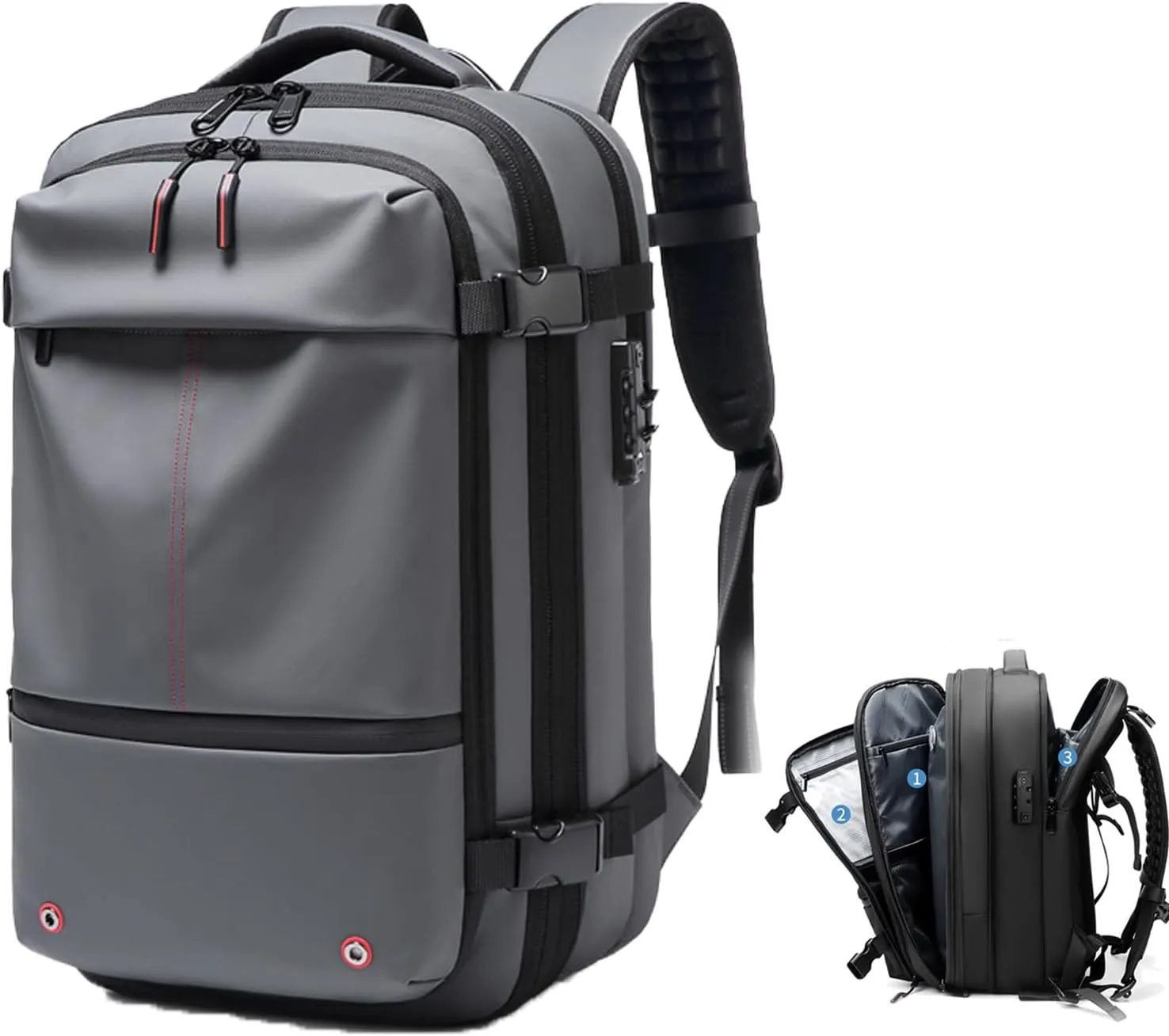 Velouette Mochila De Viaje mit Pumpe, 60L Veloussette Prestige Space Bag, 2025 Expandable Reise Business Backpack (Bag, Gray)