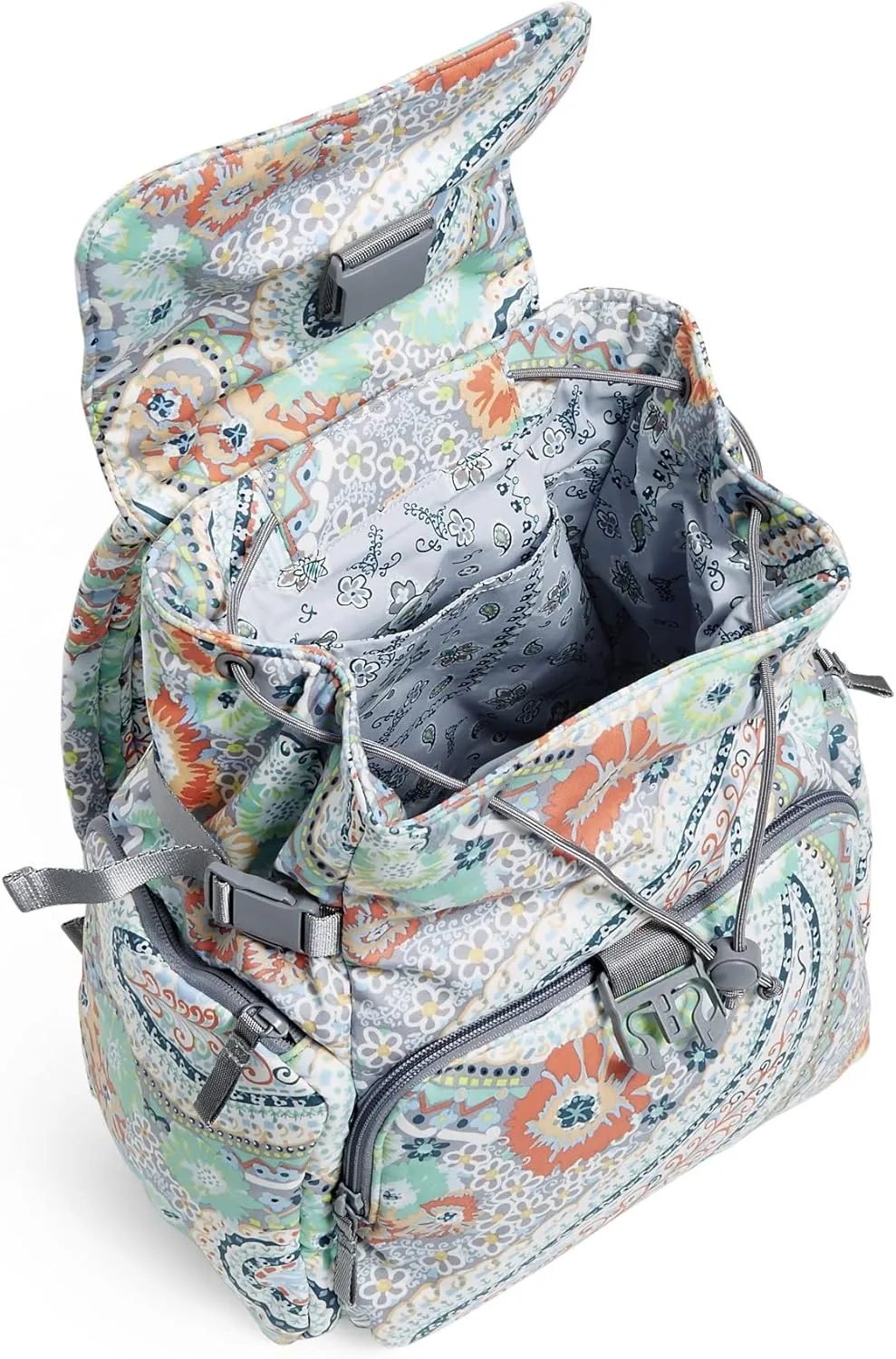 Vera Bradley Women's Cotton Utility Backpack, Citrus Paisley - Recycled Cotton, One Size