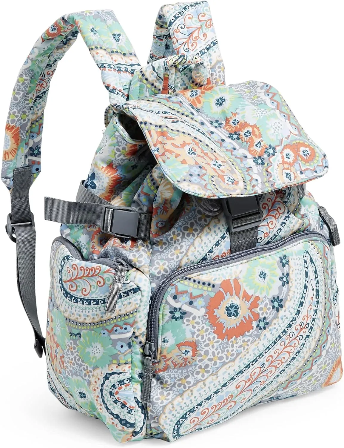 Vera Bradley Women's Cotton Utility Backpack, Citrus Paisley - Recycled Cotton, One Size