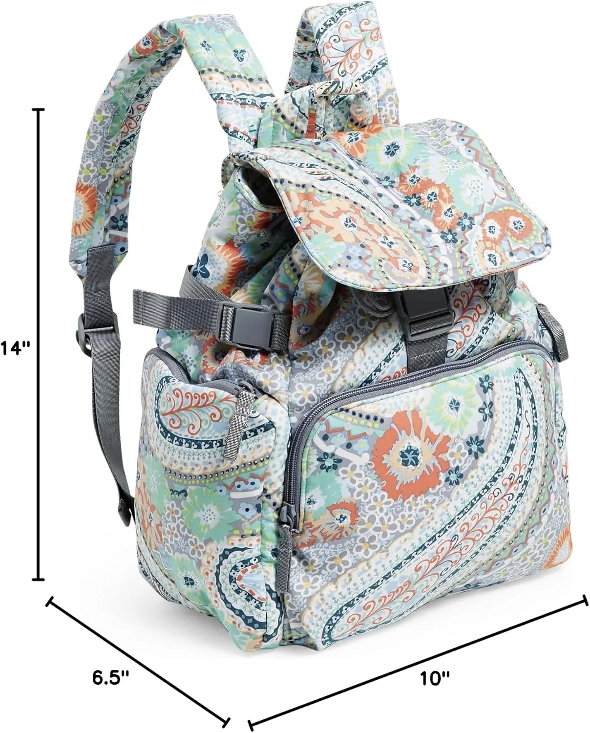 Vera Bradley Women's Cotton Utility Backpack, Citrus Paisley - Recycled Cotton, One Size