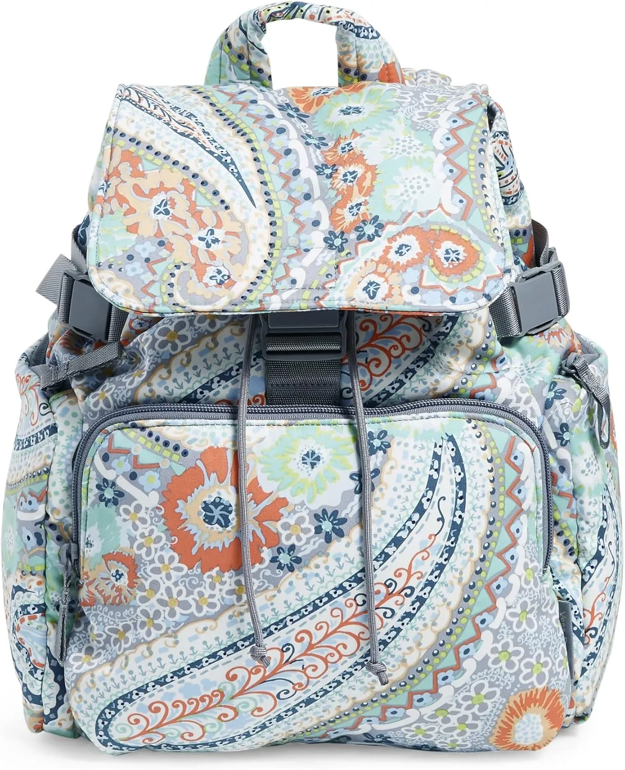 Vera Bradley Women's Cotton Utility Backpack, Citrus Paisley - Recycled Cotton, One Size
