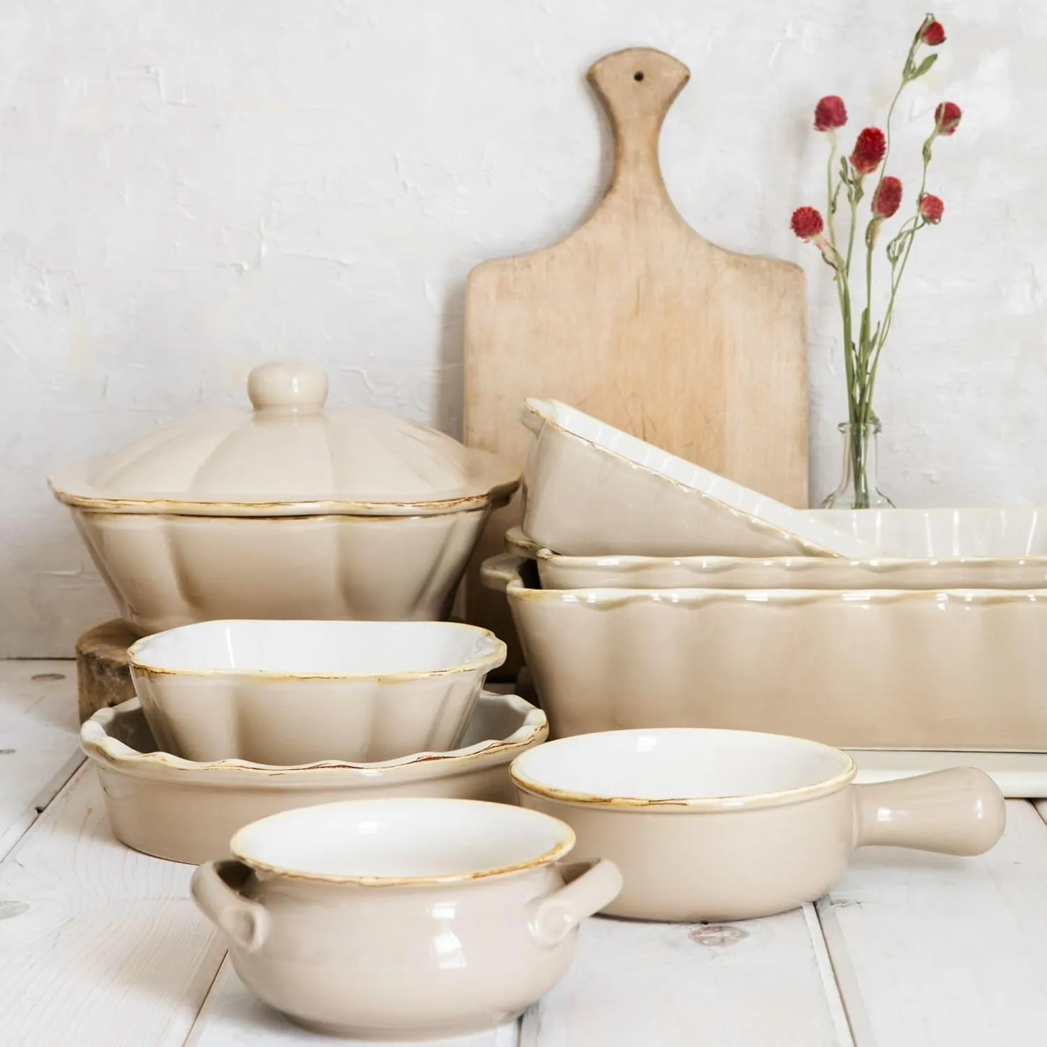 Vietri Bakers Cappuccino Medium Rectangular Baker, Oven Baking Dish, Stoneware Serving Pan/Bakeware