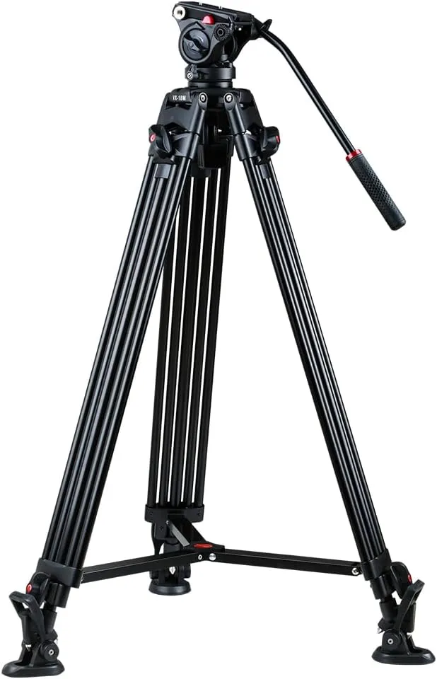 VILTROX Heavy Duty Tripod, 74 Inch Fluid Head Video Tripod, 22lbs Sturdy Heavy-Duty Tripod with QR Plate, Hand Bar, Carrying Bag, Mid-Level Spreader Travel Tripod for DSLR Camcorder (VX-18M II)