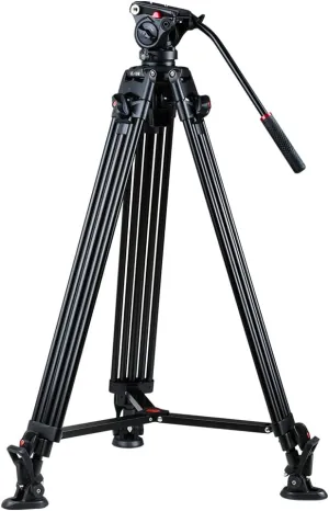 VILTROX Heavy Duty Tripod, 74 Inch Fluid Head Video Tripod, 22lbs Sturdy Heavy-Duty Tripod with QR Plate, Hand Bar, Carrying Bag, Mid-Level Spreader Travel Tripod for DSLR Camcorder (VX-18M II)