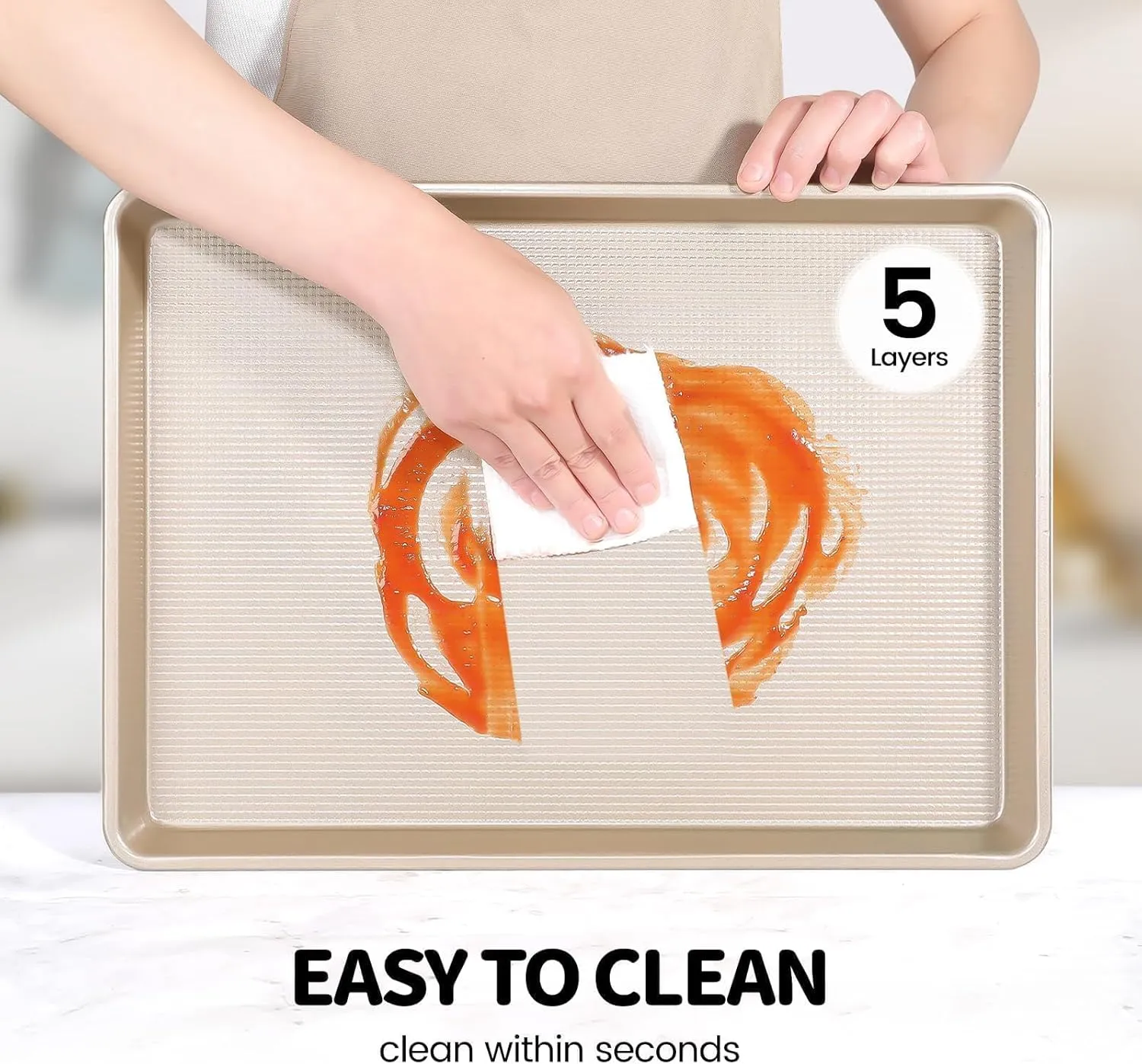 Vinino Baking Sheet Set of 3, Cookie Sheets For Baking with Square Texture Pattern, Thicker Carbon Steel Non-stick Baking Pan Half/Quarter/Jelly Roll Pans Tray for Oven