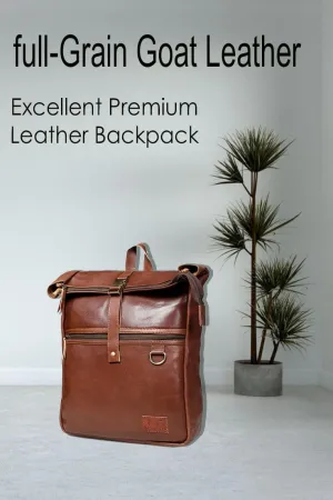 Vintage Goat Leather Roll-Top Backpack
