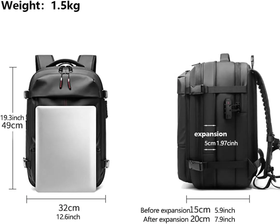 VoyageVac Backpack with Pump, Expandable Vacuum Backpack Travel Water Resistant for Hiking, Airplane, Weekend Trips (Blue, Standard)