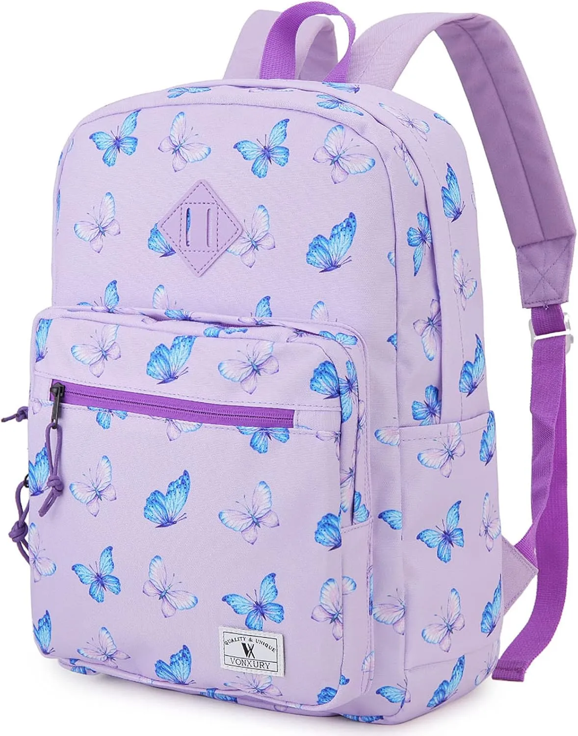 VX VONXURY School Backpack for Men Women,Lightweight Classic Basic Bookbag Simple Kids Black Backpack for College Travel