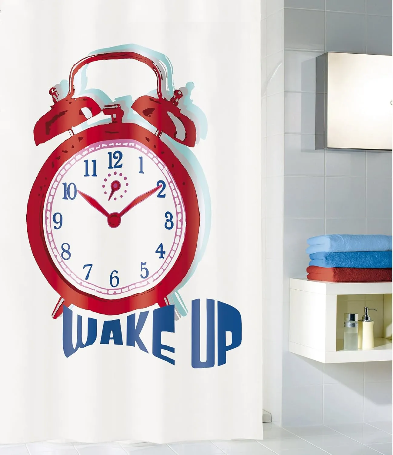 Wake up PVC Free Fabric Shower Curtain 70.9x78.7in [180x200cm] - Multi-Color