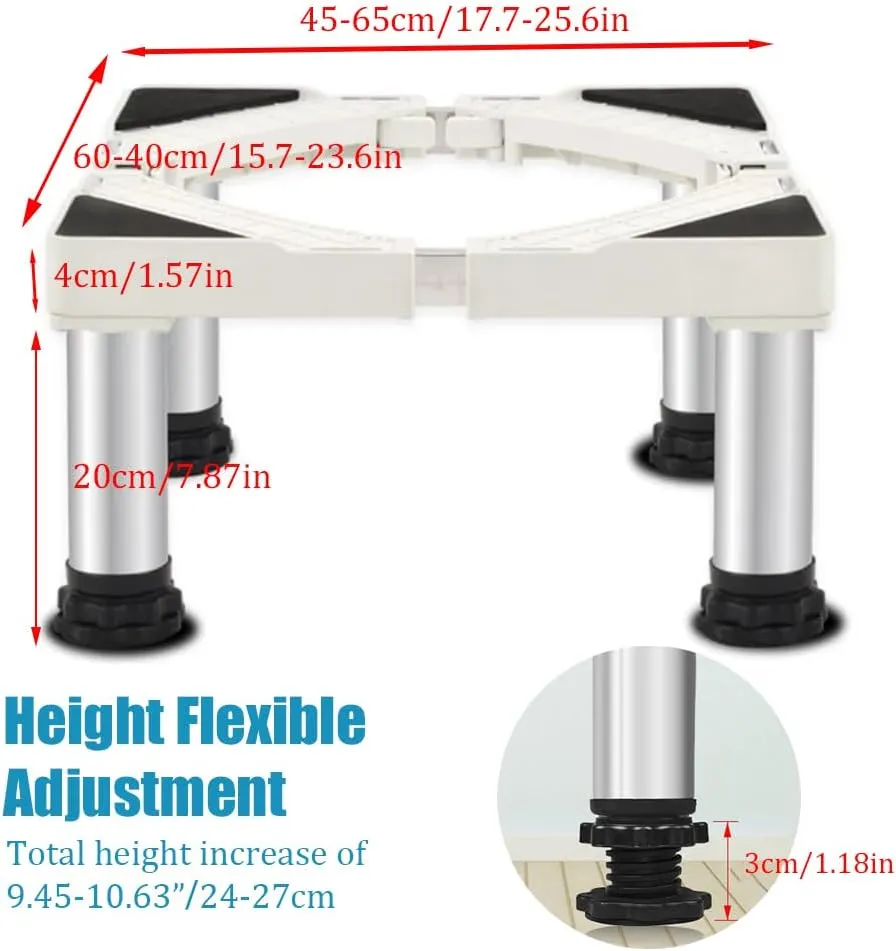 Washer and Dryer Stands, Washing Machine Stand Base Adjustable Appliance Base Max Load 770LB/350KG Pedestal for Washing Machine Dryers Refrigerator, Increase 9.4-10.6inch 24-27cm Height
