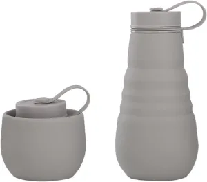 Water Cup Folding Silicone Cups Reusable Water Bottle Outdoor Sports Kettle Large Capacity High Temperature Resistant (Color : Grey)
