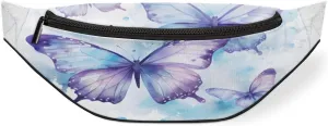 Watercolour Butterfly Fanny Pack for Women Men Waist Pack Crossbody Bag with Adjustable Belt for Travel Hiking Running Cycling Festivals