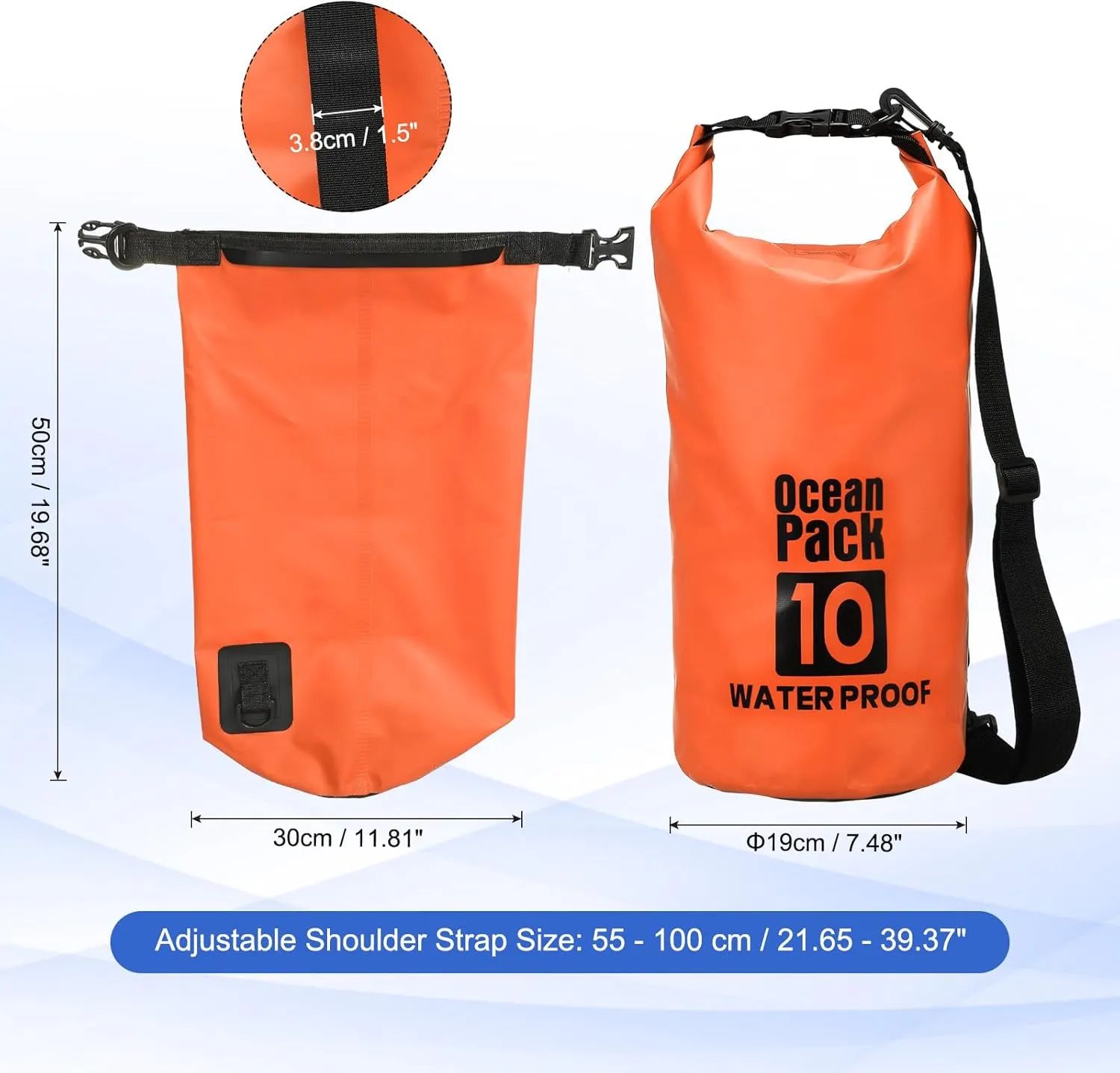 Waterproof Dry Bag, 10L Fit for Women Men Water Proof Bags Lightweight Dry Storage Floating Backpack with Whistle for Travel Backpacking Boating Kayaking Camping (Orange)
