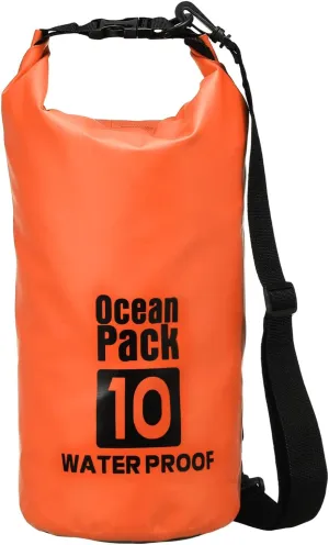 Waterproof Dry Bag, 10L Fit for Women Men Water Proof Bags Lightweight Dry Storage Floating Backpack with Whistle for Travel Backpacking Boating Kayaking Camping (Orange)
