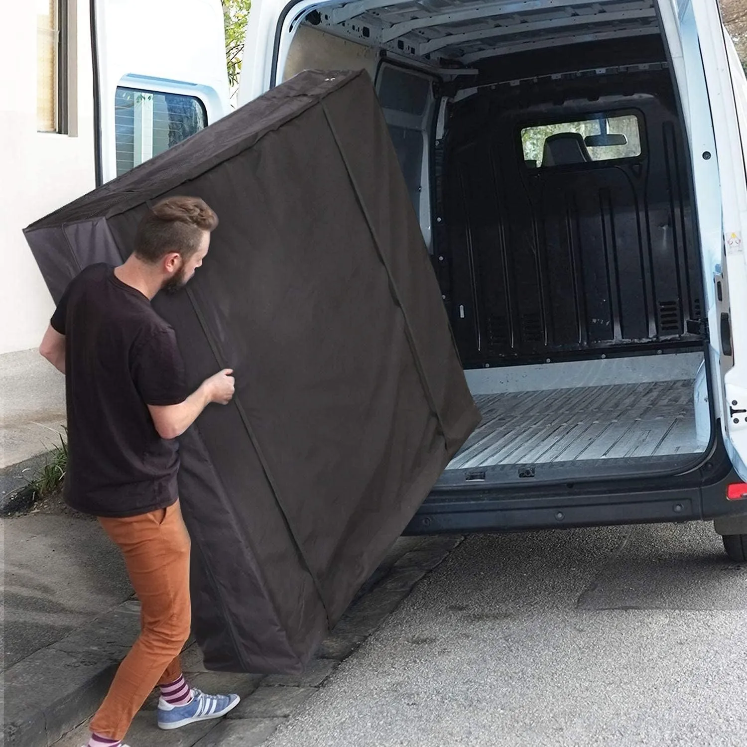 Waterproof Mattress Storage Bag for Moving and Storage - Reusable Heavy Duty Canvas Mattress Bag with Zipper and Lifting & Moving Straps (Black, Twin)
