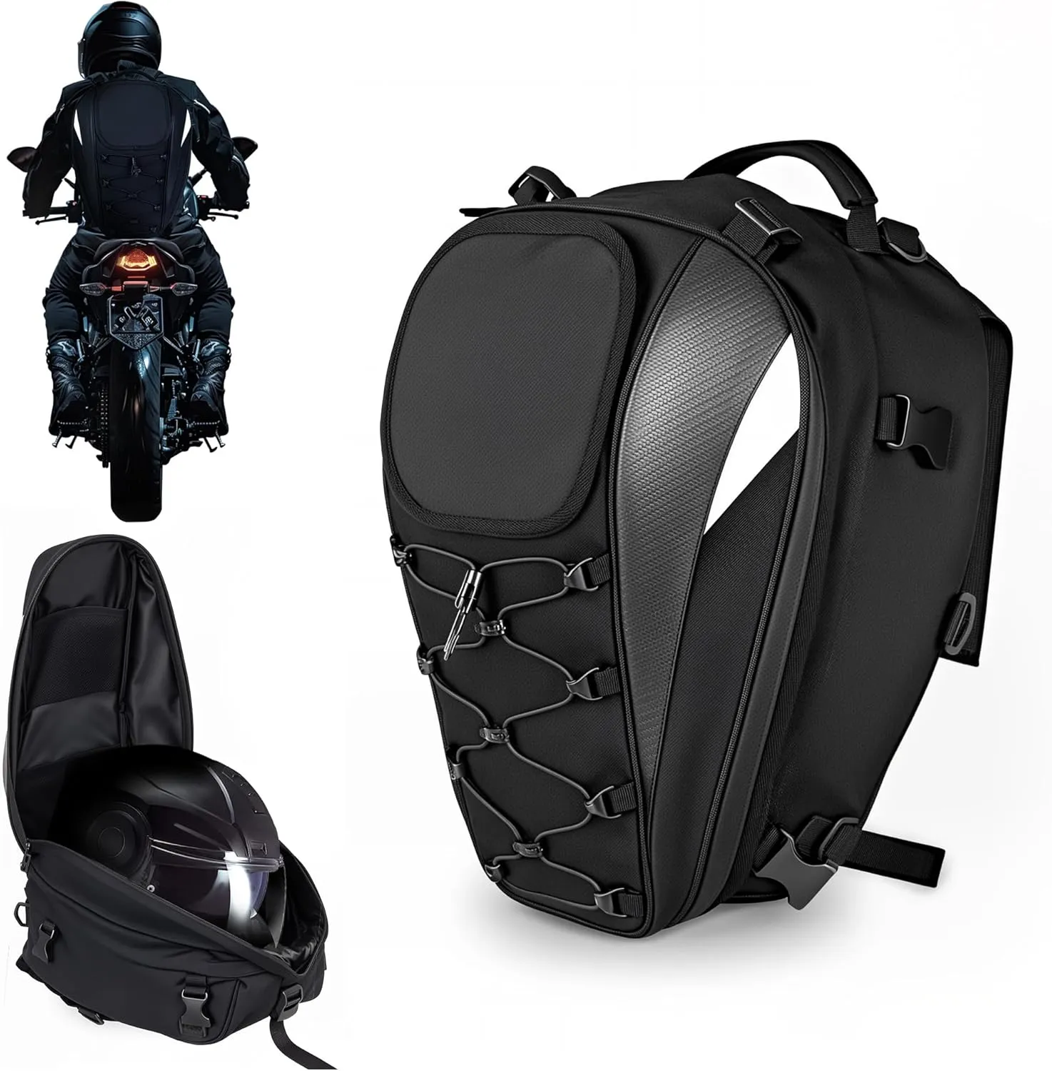 Waterproof Motorcycle Tail Bag, 25L-38L Large Capacity Motorbike Helmet Bag, Motorcycle Backpack, Dual Use Luggages Bag