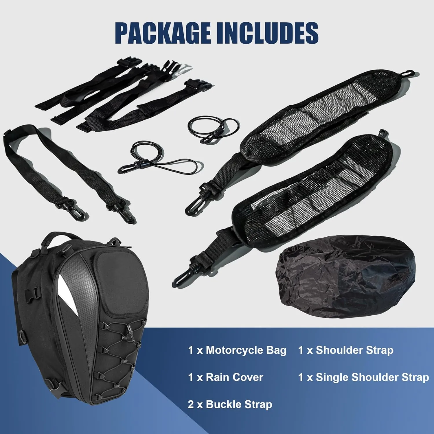 Waterproof Motorcycle Tail Bag, 25L-38L Large Capacity Motorbike Helmet Bag, Motorcycle Backpack, Dual Use Luggages Bag