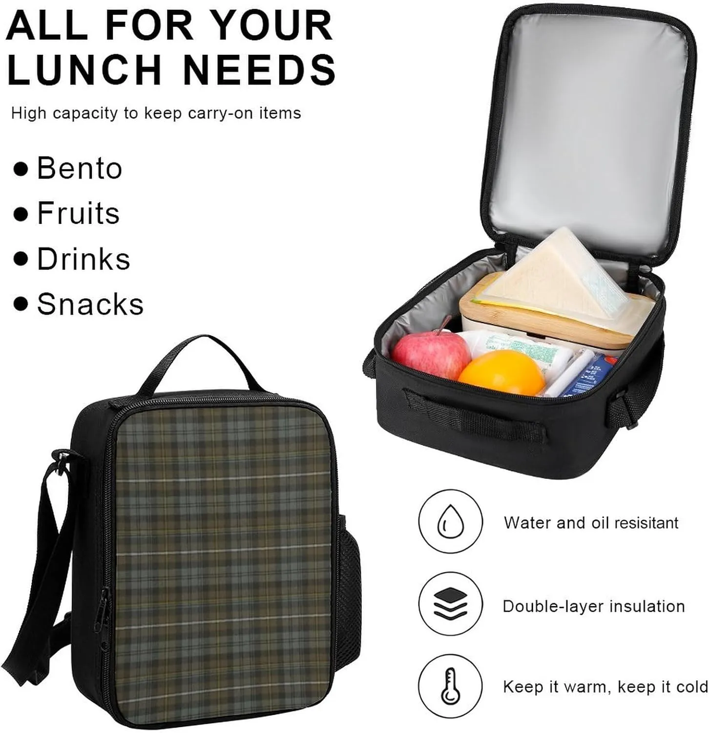 Weathered Scottish Lightweight Pocket Backpack Crossbody Lunch Bag Set Unisex